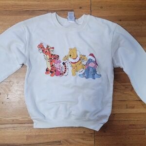 VTG Disney Winnie the Pooh Eeyore Tigger Piglet Christmas Sweatshirt Women's XS